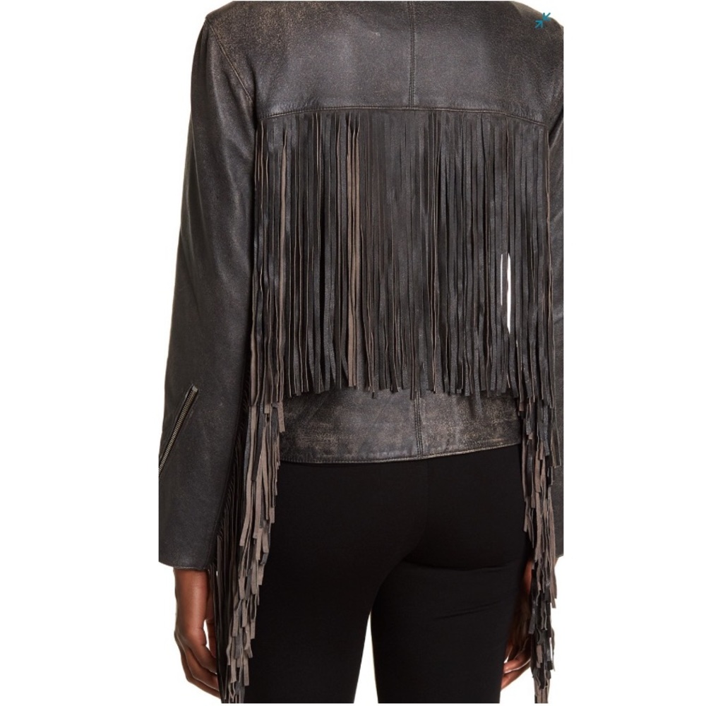 As by Df Haute Leather Fringe Moto Jacket - Picture 3 of 6